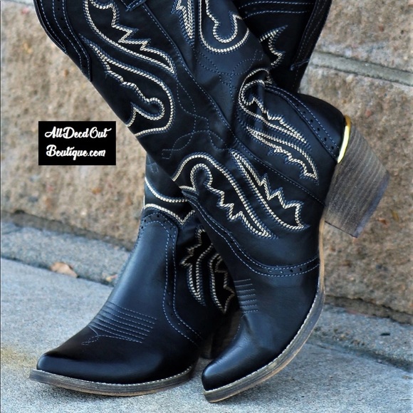 Very Volatile Shoes - Very volatile Raspy Black Cowboy Boot